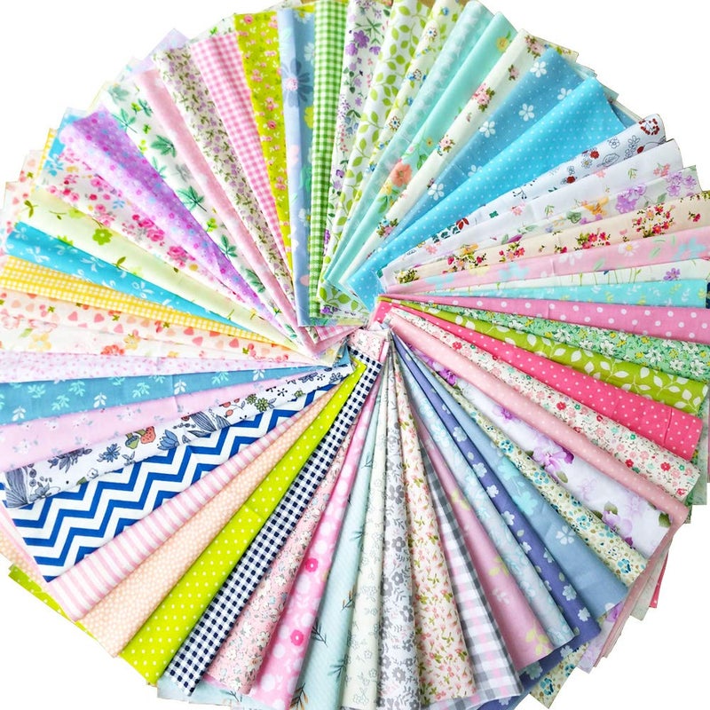 flic-flac 50pcs 10 x 10 inches (25cmx25cm) Cotton Fabric Squares Quilting Sewing Floral Precut Fabric Square Sheets for Craft Patchwork (50pcs 25cm*25cm) - Image 2